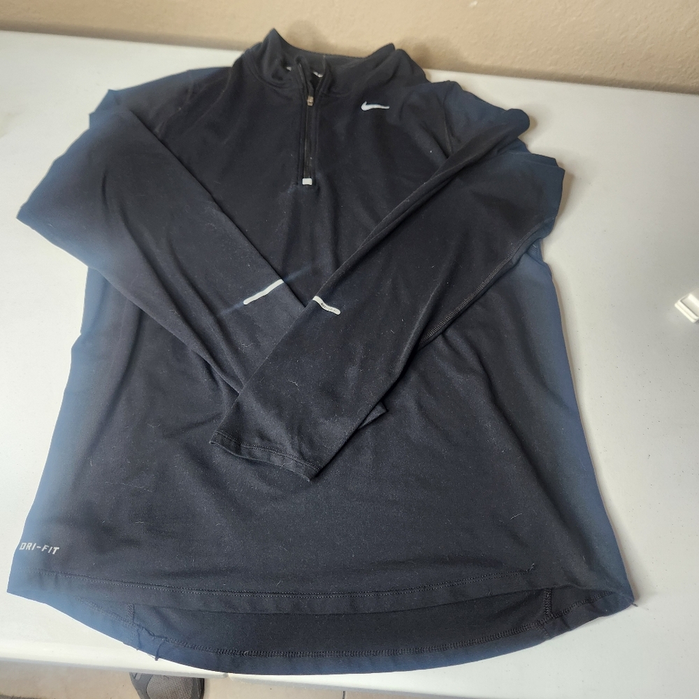 Nike Black Long Sleeve Dri-FIT With Zip Detail comfortable fit for all day wear